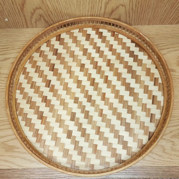 Vintage Handwoven Bamboo Tray - Picture 1 of 3